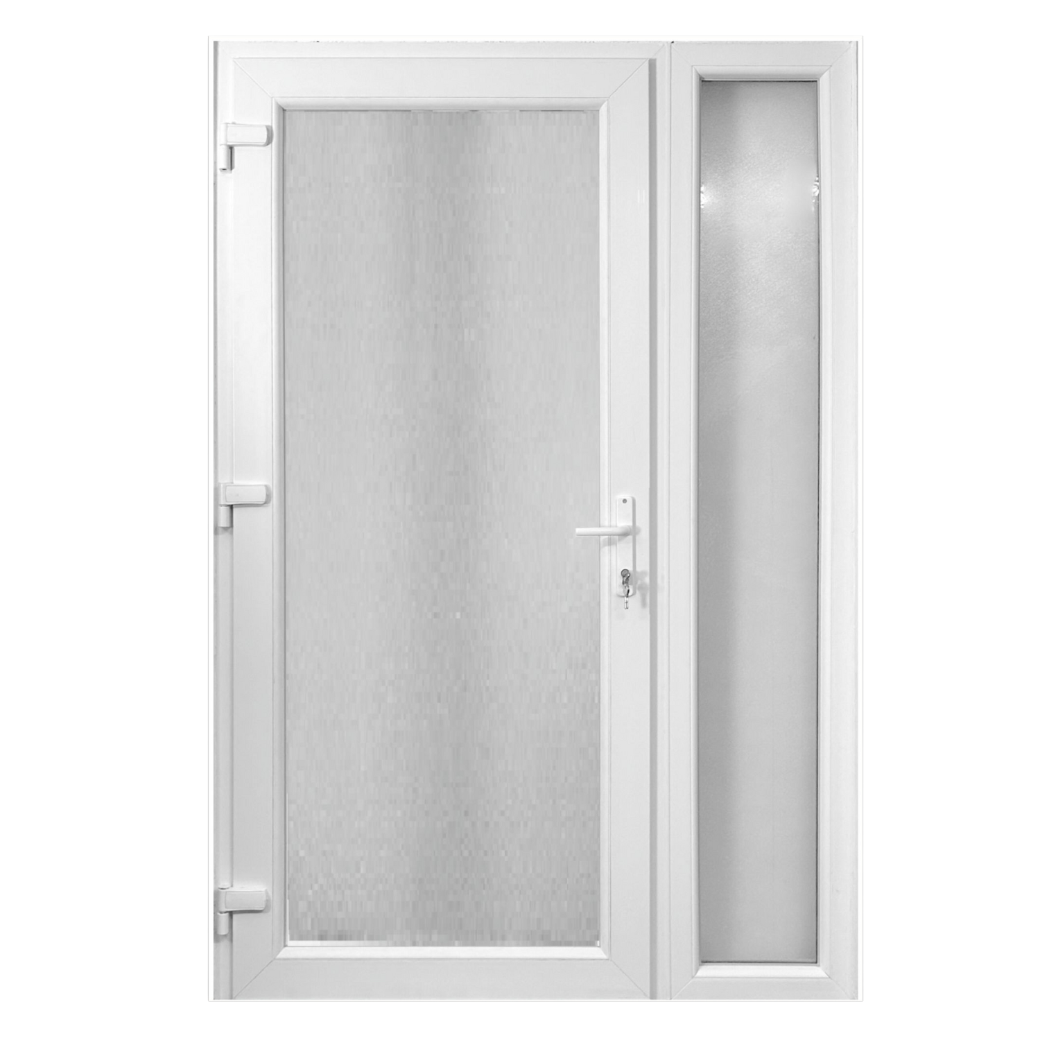 Kétszárnyú Műanyag bejárati ajtó - teli üveges kivitel - 70mm-es profil, 24mm-es panel, 2 rétegű üveg, zártszelvény merevítéssel