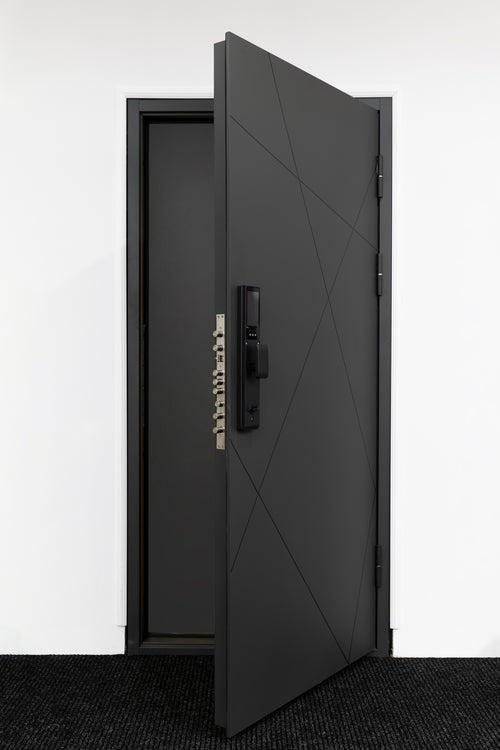 Ușă de intrare termoizolată de siguranță IronDOOR02 98×208 cm - Finisaj premium: profil de 100 mm, cu balamale ascunse
