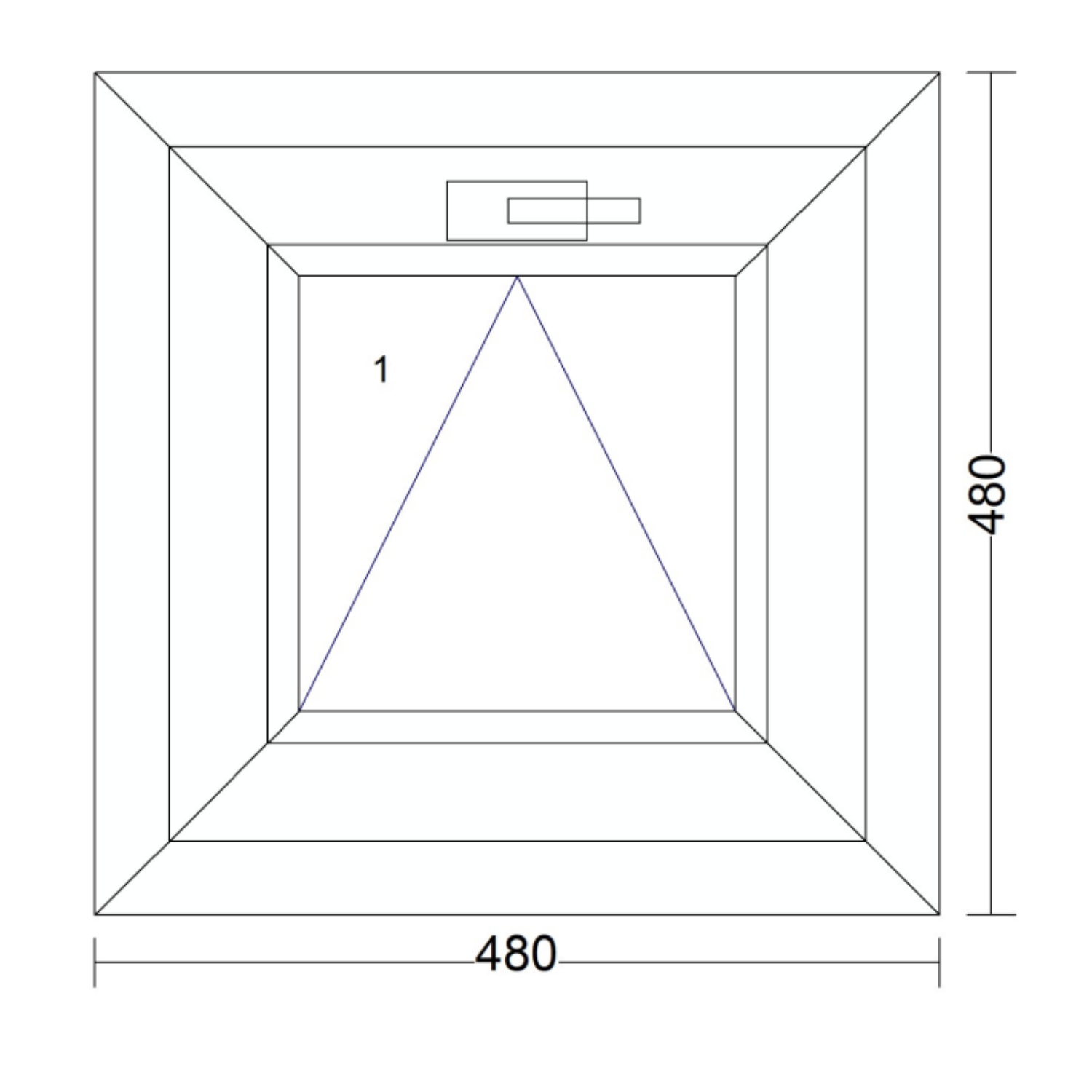 Műanyag ablak bukó kilincs fent 480 mm x 480 mm