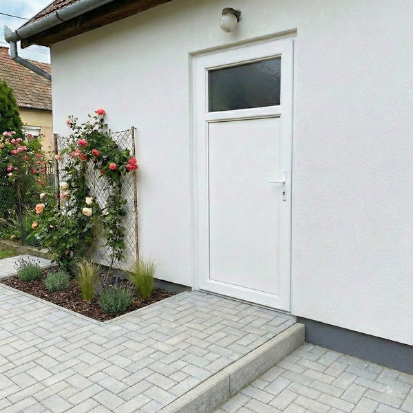 Plastična pomoćna ulazna vrata - profil 60mm, panel 20mm, jednoslojno staklo